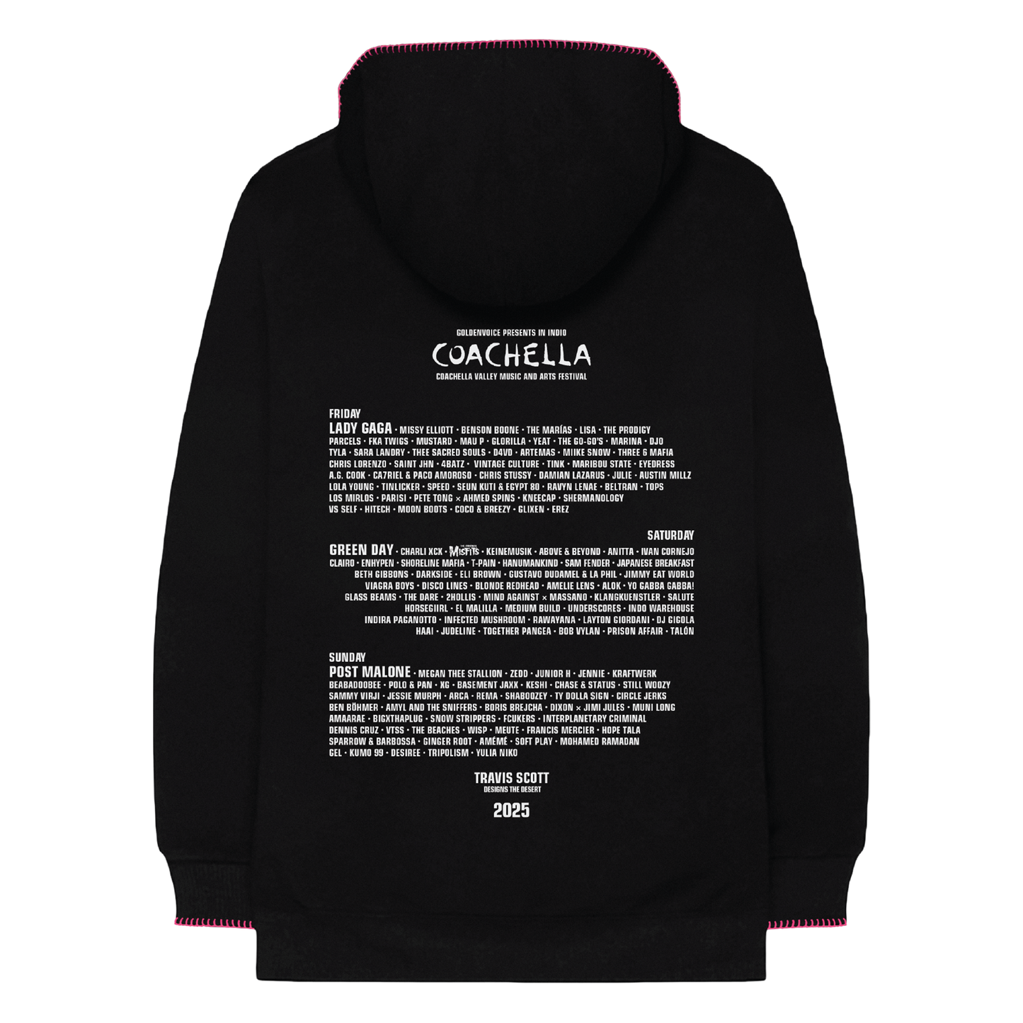 Coachella 2025 Lineup Hooded Sweatshirt - Back