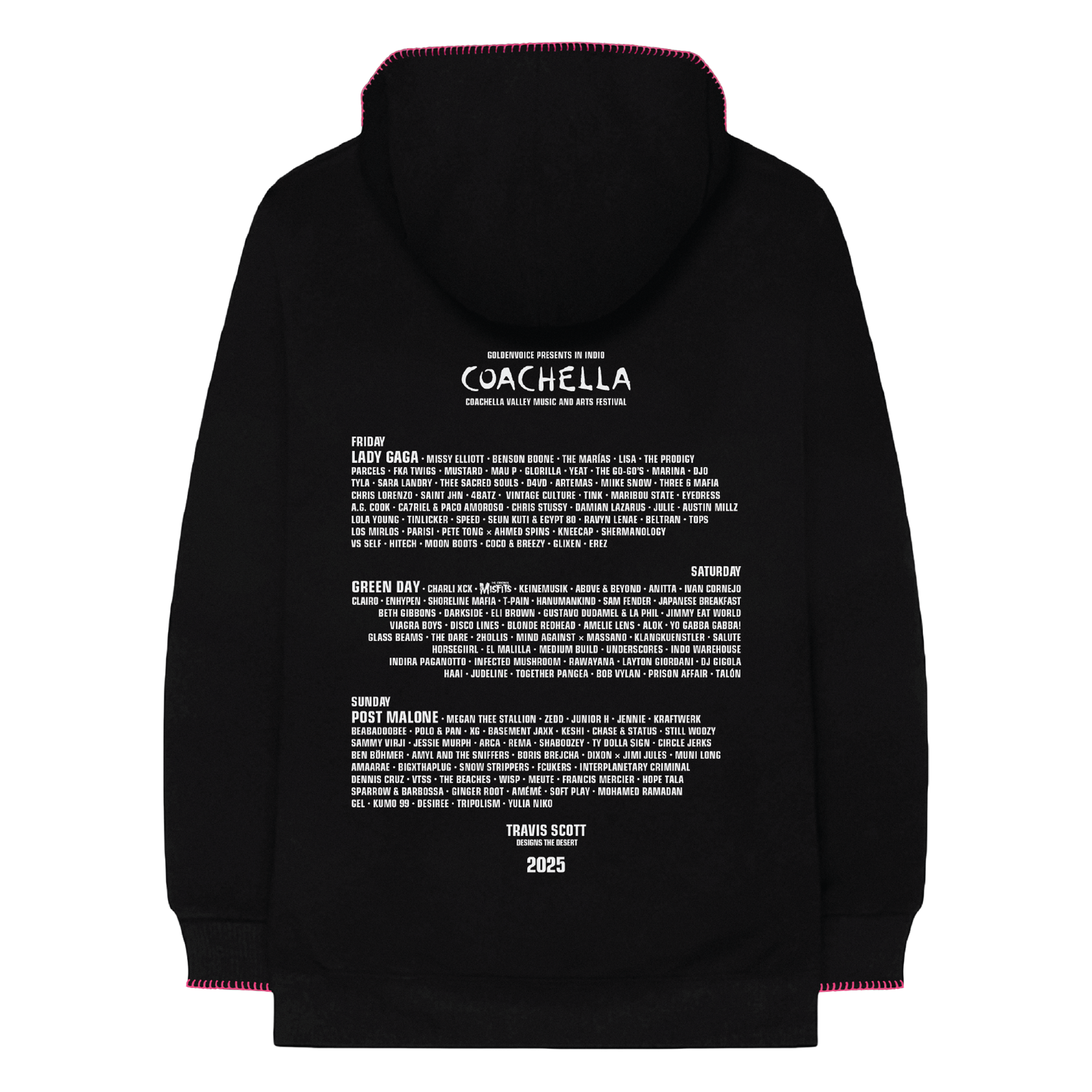 Coachella 2025 Lineup Hooded Sweatshirt - Back