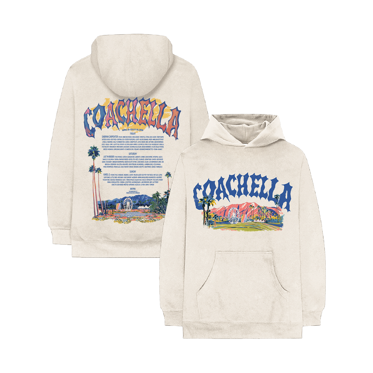 Coachella Pastels 2026 Lineup Hoodie