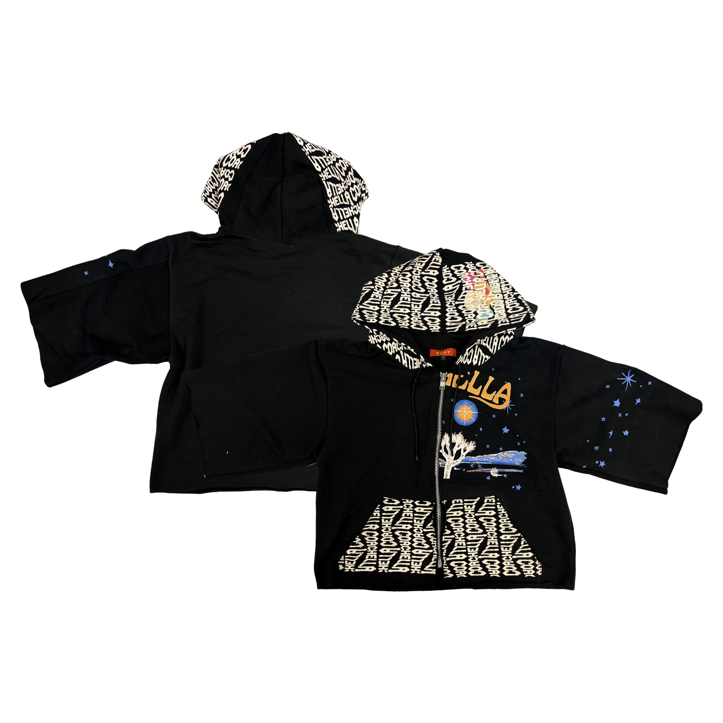 SUAY x Coachella Reclaimed Zip Hoodie - Black