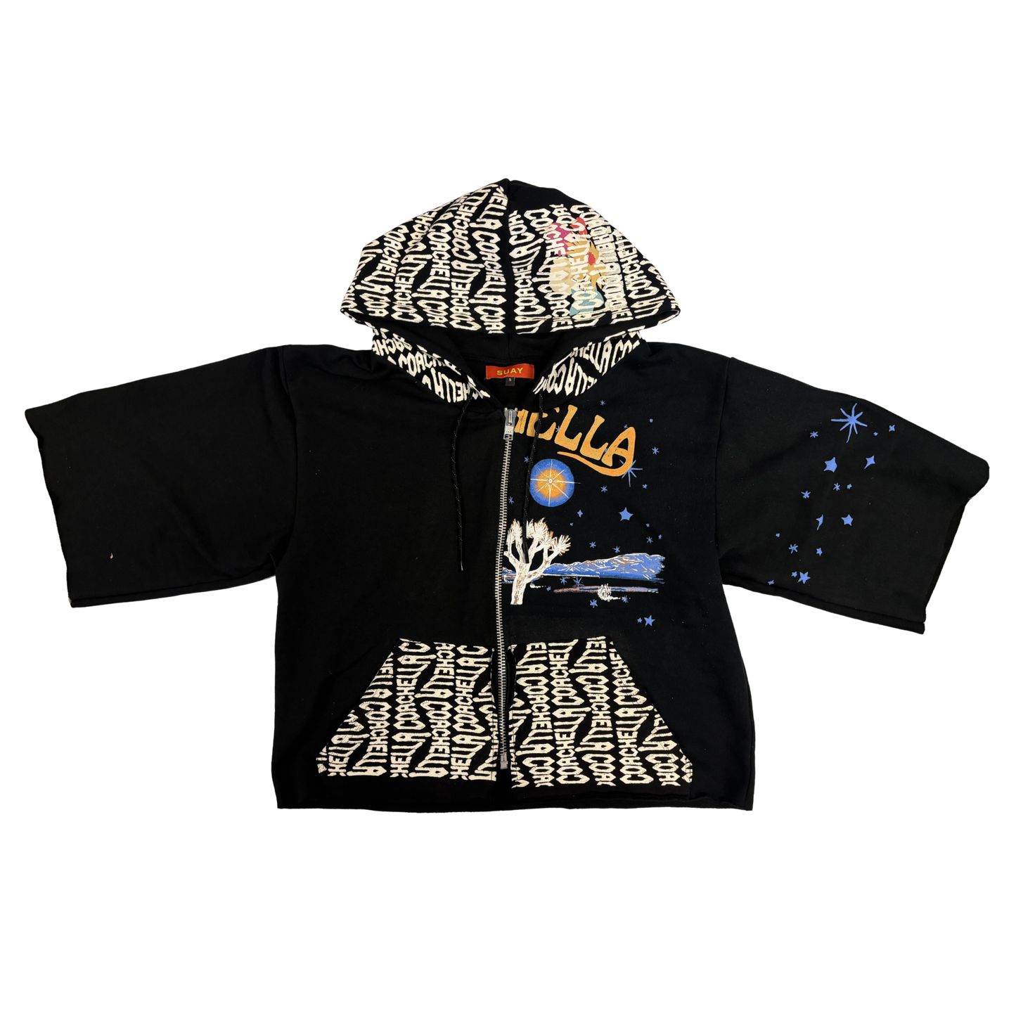 SUAY x Coachella Reclaimed Zip Hoodie - Black